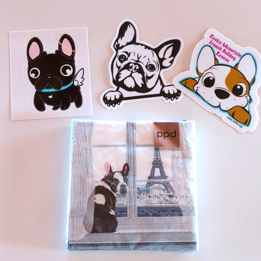 New French Bulldog Stickers & Cocktail Napkins